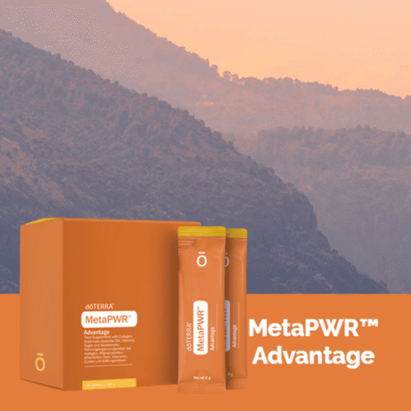 MetaPWR™ Advantage Complément alimentaire contenant du collagène, des plantes, des huiles essentielles, des vitamines, et des édulcorants